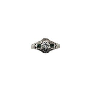 Art Deco Style Platinum and Diamond Engagement Ring Size 7.75 #22780